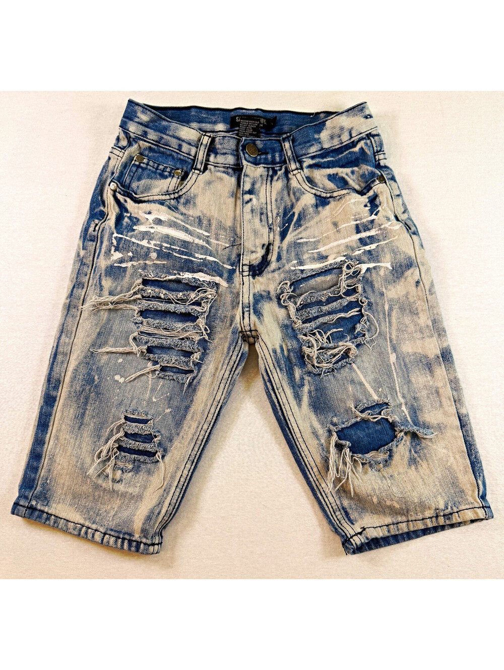 Sacred Crown Black Premium Boys Denim Shorts Distressed